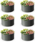 A ANLEOLIFE 6-Packs 4ft x 18” Tall Round Galvanized Raised Garden Beds Outdoor for Planting Vegetables Flowers Herb Quartz Grey