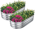 SnugNiture Galvanized Raised Garden Bed Outdoor 2 Pcs 4x2x1ft Oval Metal Planter Box for Planting Plants Vegetables Silver