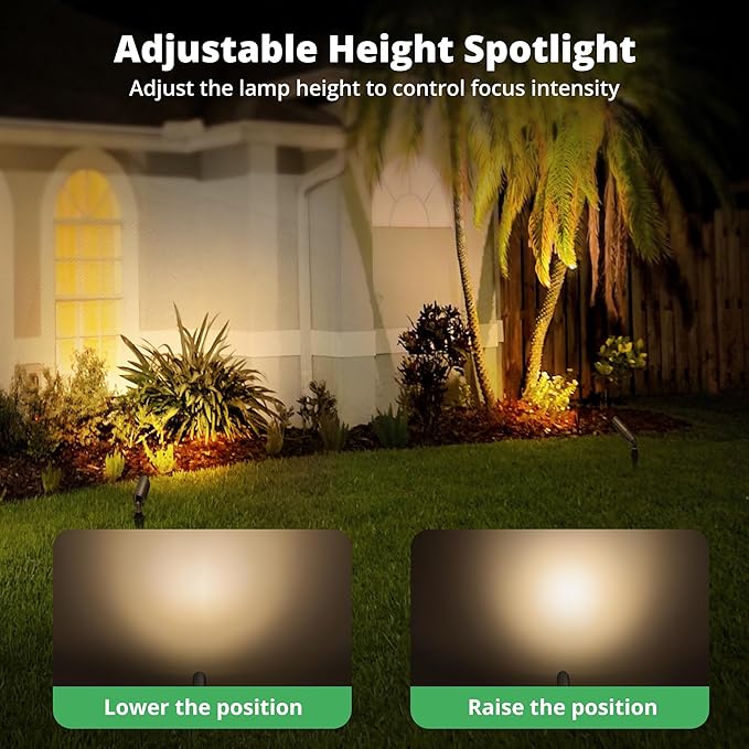 GKOLED 12V Brass Landscape Spotlight LED Low Voltage Landscape Lighting Outdoor Adjustable Lights for Yard Wall Lawn Tree Patio Garden Waterproof Directional Up Light No MR16 Bulb 12 Pack