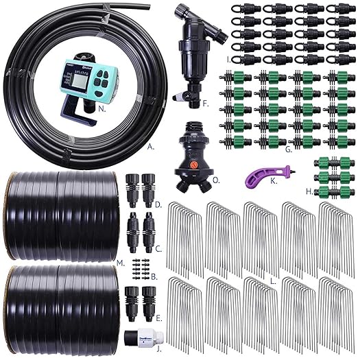 Automated Dripworks Drip Tape Irrigation Kit for Watering Row Crops in Farms (with Timer) - Waters Upto 20 100' Rows (1/8 Acre) | Agricultural Grade Components | Trusted Brand Since 1991