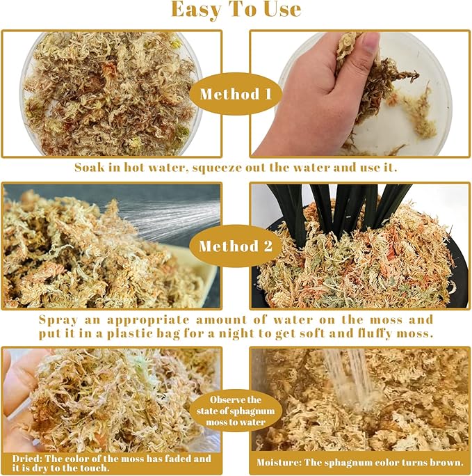 Legigo 2.2LBS Premium Sphagnum Moss for Plants- 40QT Natural Succulent Carnivorous Plant Moss Dried Long Fiber Orchid Moss for Orchid Repotting Succulent Sarracenia Potted Plants Gardening &amp Rept