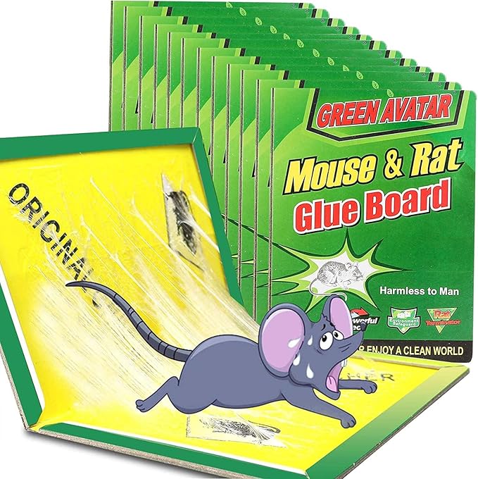 Ezoon 12 Pack Large Mouse Glue Traps with Enhanced Stickiness Rat Snake Sticky Pad Board for House Indoor Outdoor Easy to Set Extra Large (8.3 x 12)