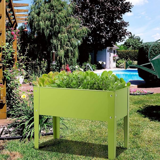 GRAFFY Raised Garden Bed Raised Planter Box with Legs Drainage Holes Planting Bed for Vegetable Flower Herb Planting Container for Grass Lawn Patio Backyard (25 x 13 x 18)