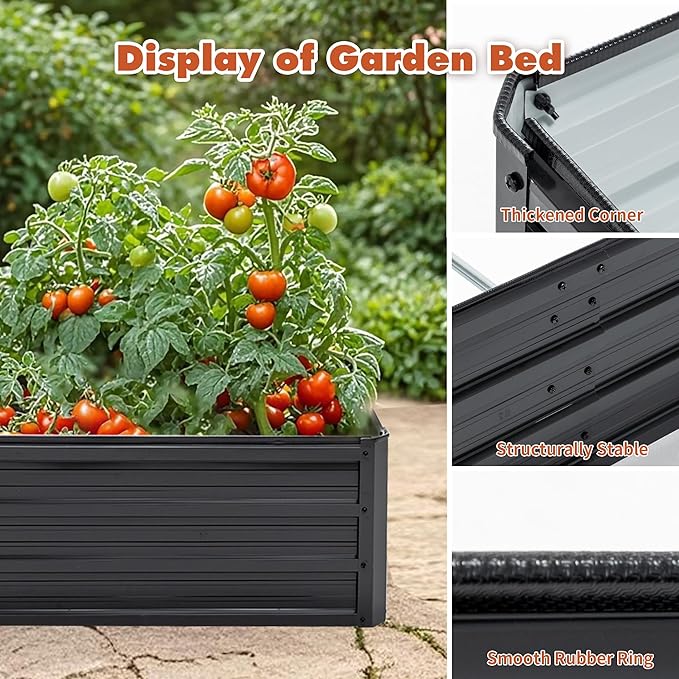 Galvanized Raised Garden Beds Outdoor // 8×4×1 ft Planter Raised Beds for Gardening Vegetables Flowers // Large Metal Garden Box