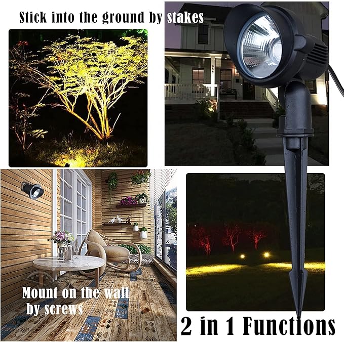 Kiven LED Landscape Plug-in Spotlight Outdoor with Automatic TimerIP65 Waterproof Garden Spotlights5W 110V Yard Flood Light with Spiked Stand Lawn Lights2700K LED Wall Lights for Patio