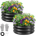 GreatBuddy 2x2x1 ft Round Galvanized Raised Bed Easy-Assembly Raised Garden Bed with Anti-Cut Gloves &amp Tools Rust-Proof Garden Bed for Outdoor Vegetables Herbs Small Trees Black