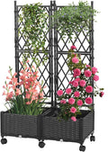 Raised Garden Beds with Screen Outdoor Garden Trellis for Climbing Plants Indoor Raised Privacy Planter Box with Trellis for Balcony Backyard Patio Black 2 Pcs