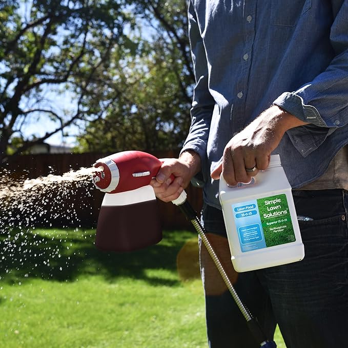 Superior 15-0-15 Liquid Fertilizer Nitrogen &amp Potash Lawn Food - Concentrated Spray- Any Grass Type- Simple Lawn Solutions Green Growth - Humic Acid - Kelp Seaweed - Phosphorus-Free (1 Quart)