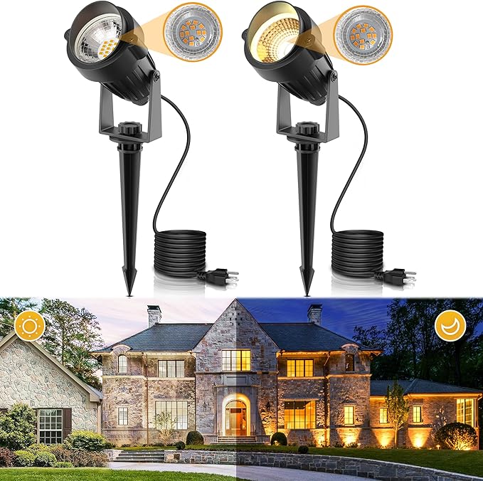 L LOHAS LED Large Size Dusk to Dawn Outdoor Light Fixture+LOHAS Landscape Spot Lights Outdoor