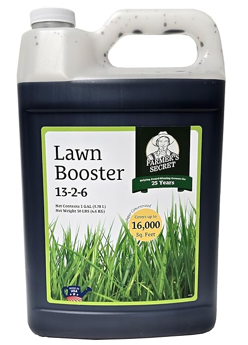 Farmer’s Secret Lawn Booster Fertilizer - Super Concentrated - All Around Fertilizer for all Types of Lawns and Turfs (128oz)