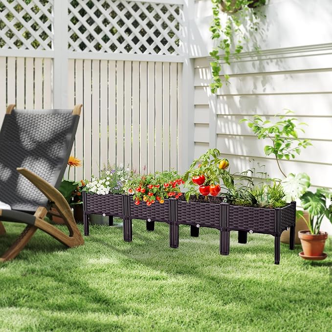 Raised Garden Bed with Legs Large Planter Box Raised Garden Beds Outdoor Rectangular Elevated Planter Box for Gardening Vegetables Flowers Fruits and Plants (63”*15.7”*14.5”)