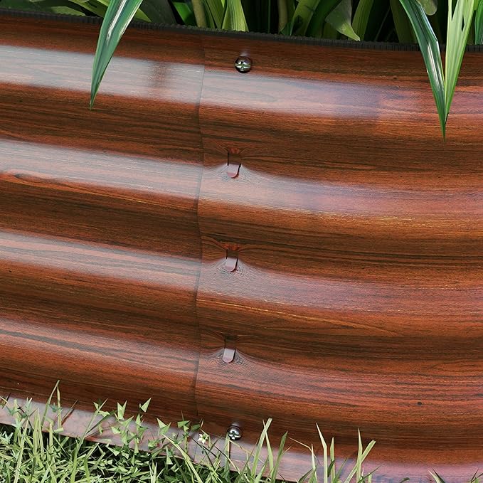 Galvanized Raised Garden Bed KitOutdoor Garden Beds Metal Raised Beds with Safety Edging for Climbing VinesVegetablesFlowers in BackyardGardenPatioGreen (Brown)