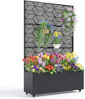 Galvanized Metal Planter Box with Trellis 47X16X71 Raised Garden Bed (with/Without Wheels) Privacy Screen for Climbing Plants Veggies &amp Vines Patio Planter with Drainage Holes 16 Deep