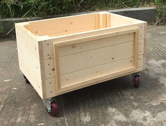 SENY Seny Raised Garden Beds for Vegetables 100 Wood Planter Boxes with Wheels Outdoor Flower Bed Kit Natural 24 Inch (L) x 14 Inch (W) x 14 Inch (H)