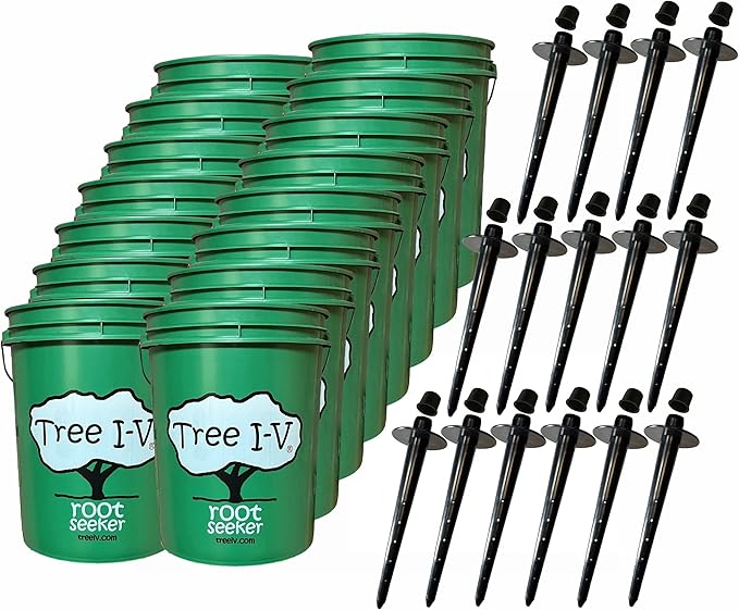Tree I-V 15-Pk Original Base Root Feeder Watering System - Durable Self-Supported 5-Gal Reservoir with No-Hands Filling - Water 15 Trees in 15 Minutes - Weekly