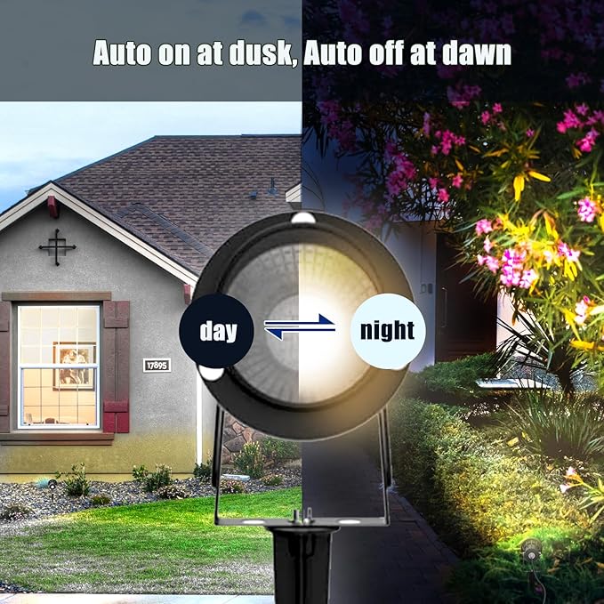 20W Dusk to Dawn Led Outdoor Light 120V 3000K 2000lm Warm White LED Spot Lights Outdoor Landscape Spotlights with Photocell Sensor IP65 Waterproof Spot Lights for Yard Flag Garden Tree 2 Pack