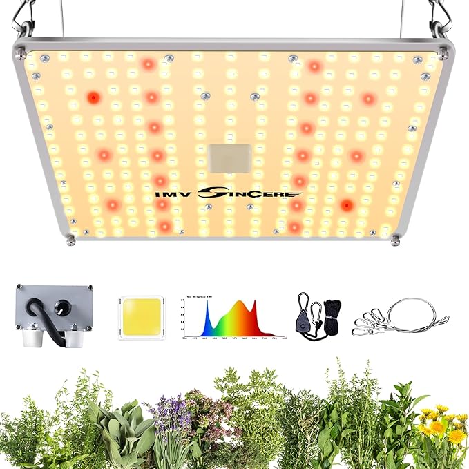 IMVSINCERE LED Grow Lights 2025 100W Full Spectrum Grow Light with Samsung LM301 Diodes Seedling Veg &amp Bloom Dimmable Sunlike for Indoor Plants 3x3 Grow Tents High PPFD