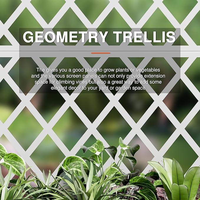 Casaphoria Metal Raised Garden Bed with Trellis and Wheels 72x35x16 Arched Planter Box for Climbing Plants Vegetables &amp Vines Features Drainage Holes and Privacy Screen (White-Rhombus)