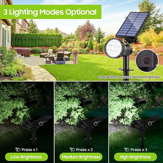 Bosceos 6-Pack Solar Spotlights for Outside with 30LEDs &amp 3 Modes Solar Lights Outdoor Waterproof Dusk to Dawn Landscape Lighting Pathway Lights for Yard Garden Tree Flag Sculpture(Cool White)