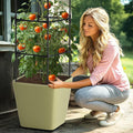 SUNYRISY Self Watering Planter Box with Plant Cage Raised Garden Bed with Wheels and Tomato Cage for Climbing Plants Vegetable Vine Flowers Outdoor Patio