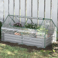 Mini Greenhouse Outdoor Galvanized Raised Garden Bed with Cover Outdoor Planter Box for Herbs and Vegetables (Light Gray)