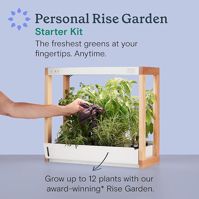 Rise Gardens Personal Rise Garden Hydroponic Indoor Garden Kit with LED Grow Light Countertop Size