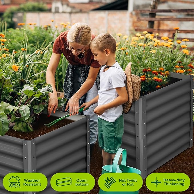 Elevated Metal Garden Bed Outdoor Raised Planter Box for Vegetables Flowers and Plants Rectangular Design for Backyard Gardening