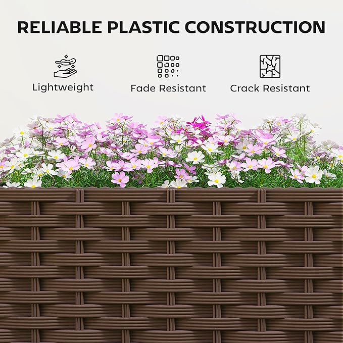 Outsunny Raised Garden Bed with Trellis 46.5 Tomato Cage with Crop Cage Self Watering Planter Box with Drainage Holes and Plugs for Outdoor Patio Climbing Plants Vines Vegetables Flowers Green