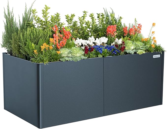 Vego garden 32 Extra Tall Modern Raised Garden Beds Kit 42 x 83 Garden Raised Bed Metal Planter Box for Vegetables Flowers Fruits Midnight Blue
