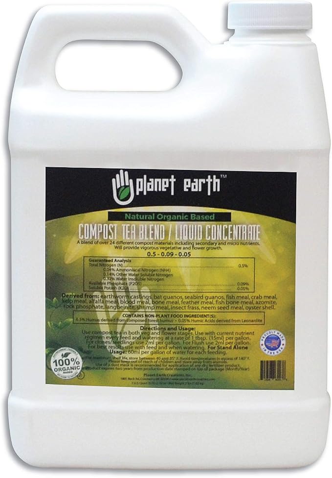 Planet Earth Natural Organic Based Compost Tea. The Ultimate Organic Fertilizer - Triple Filtered Liquid hydroponic Nutrient (Quart)