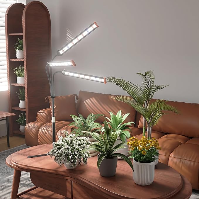 GooingTop Grow Light for Indoor Plants5000K Full Spectrum Growing Plant Lamp with White Red Blue LED for Pots Succulents Seed StartingHeight Adjustable 10-32'' with Optional Dimming &amp Timer