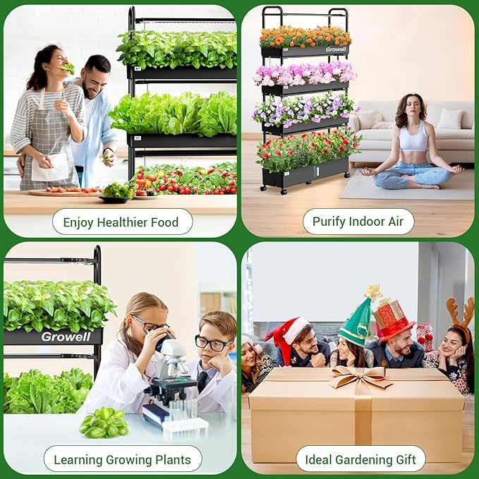 Large Hydroponics Growing System Kit 120 Pods Vertical Hydroponic Garden with 2 Light Modes Grow Light Auto Circulating Water System 48L Indoor Gardening System for Herb Vegetable Fruit