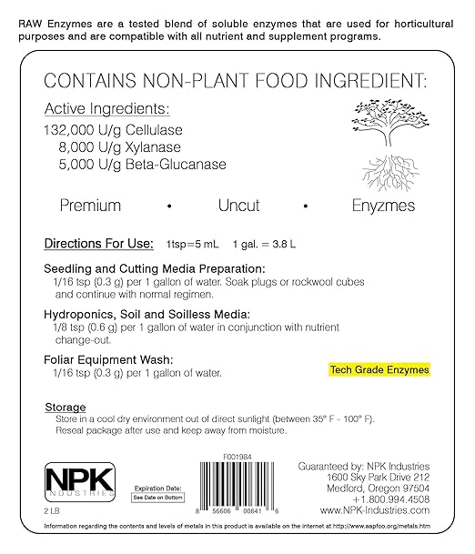 RAW Enzymes 2lb - Potent Plant Enzyme Blend for Enhanced Nutrient Uptake and Healthy Root Development