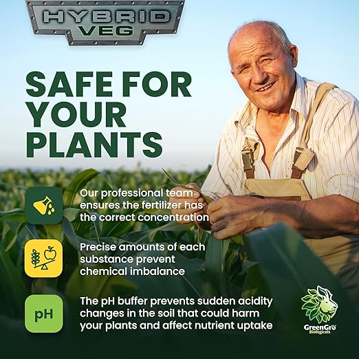 GreenGro Hybrid Veg Water-Soluble Fertilizer for Plants Highly Concentrated Liquid Plant Food for Indoor &amp Outdoor Gardens 12-12-12 2lb