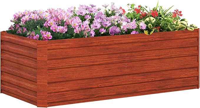 Galvanized Raised Garden Bed Kit Large and Tall Metal Planter Box for Vegetables Flowers and Herbs Reinforced 6' x 3' x 2' Dark Brown