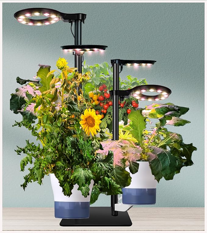 Indoor Plant Hydroponics Growing System Tower Kit with Grow lightHerb Vegetable Indoor Garden Growing System with Standing Floor Tall LED Grow LightHeight Adjustable with Timer &amp Metal Stand (La