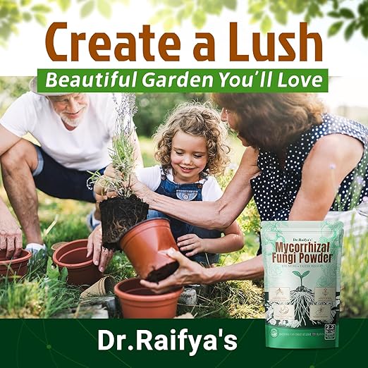 Dr. Raifya's Mycorrhizal Fungi Inoculant 10X Concentrated Up to 700 Plants–Organic Root Stimulator to Strengthen Roots Enhance Growth &amp Increase Yield Safe for Vegetables Flowers &amp Fruits