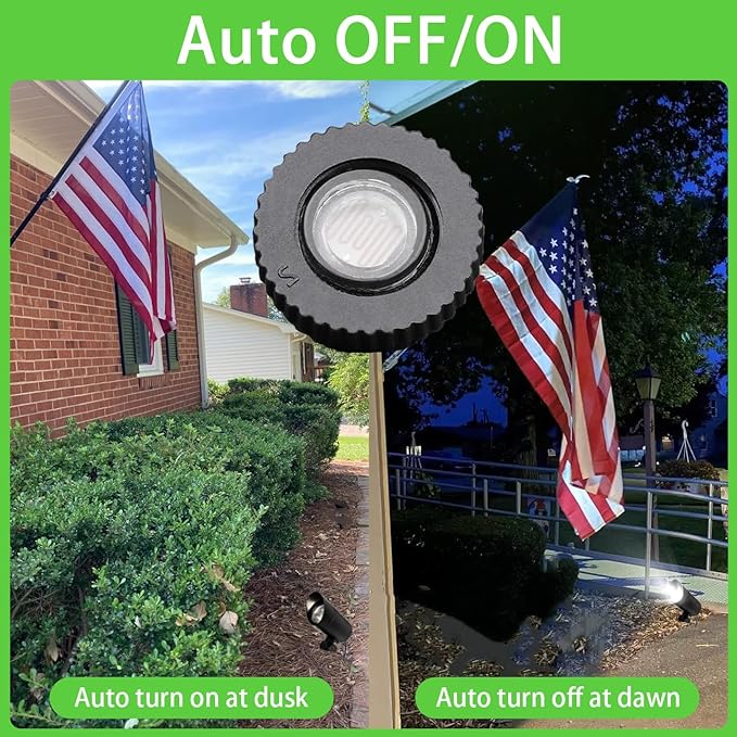 EAGLOD 30W Spot Lights Outdoor 120V Dusk to Dawn5000K Cool White LED Spotlight Plug in with Photocell Sensor Bright Flag Pole Light for Yard Tree Garden Landscape Lighting with 6FT Cord (2)