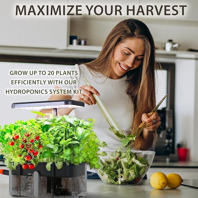 Clay Pebble Hydroponics Growing System Kit – Indoor Herb Garden with Smart LED Grow Light Adjustable Height and Complete Grow Kit – Nutrients Included for Cutting-Edge Indoor Gardening.