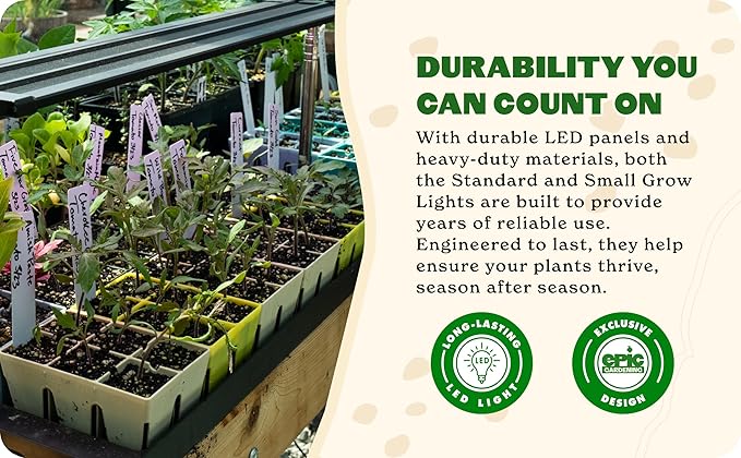 Epic Gardening Seed Starting Bundle - Heat Mat &amp Standard Full-Spectrum Grow Light | Heavy-Duty 10 x 20.75 Mat &amp Adjustable LED Light with Timer | Indoor Germination Seedling Growth &amp P