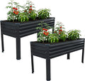 Vengarus Galvanized Raised Garden Bed Outdoor with Legs48×18×30in Metal Elevated Raised Planter Box for Backyard Patio Balcony 300lb CapacityBlack(2PCS)