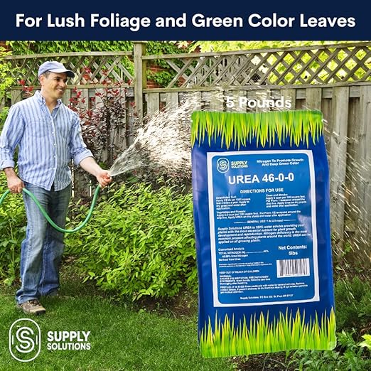 Supply Solutions Urea 46-0-0 Nitrogen Fertilizer to Stimulate Lush Growth and Deep Green Color - Plant Food Plant Fertilizer for Plants Lawn Garden - Bloom Booster for Flowers Fruits (5lbs)