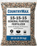 CountryMax 15-15-15 All Purpose Fertilizer 10 lb Bag Balanced Nutrition for Flowers &amp Vegetable Beds Raised Gardens Lawns &amp Grass Supports Soil Health and Consistent Growth