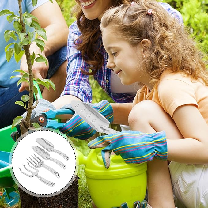 BESTonZON Garden Tool Set with Small Shovel Yard Rake and Fork Practical Outdoor Gardening Tools for Planting Digging and Soil Cultivation for Lawn and Vegetable Garden