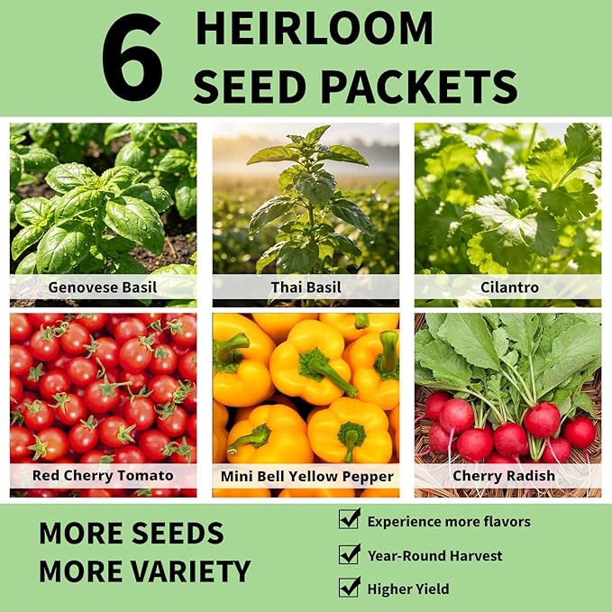 Salsa Seed Pods Kit Hydroponic - 12 Refill Grow Pods with 6-Packet Seeds of Basil Cherry Tomato Bell Pepper Cherry Radish &amp Cilantro Hydroponic Pods Compatible with All Hydroponics Growing Sys