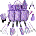 Gardening Gifts for Women 12PCS Heavy Duty Garden Tools Set with Large Purple Garden Bag and Gloves Pruning Shears Unique Birthday Easter Gardening Gifts for Mom Girlfriend Planting Lovers