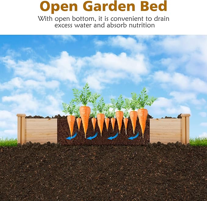 MEDIMALL U-Shaped Wooden Raised Garden Bed Divisible Raised Beds for Gardening Elevated Planter Box Outdoor for Vegetables Flowers &amp Herbs Ideal for Patio Lawn Backyard (92.5 L x 95 W x 11