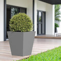 18 H Tall Metal Tapered Planter Large Outdoor Indoor GPlant Pot with Drainage Hole and Rubber Plug Grey for Home and Patio