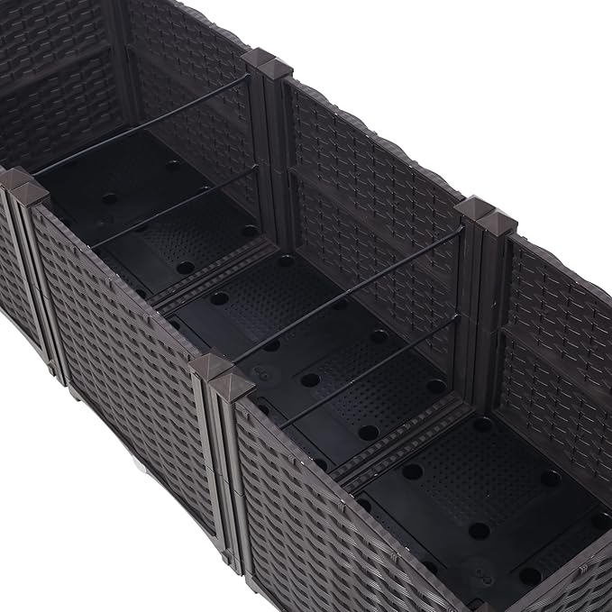 Deep Raised Garden Bed Plastic Planter Boxes for Vegetables Flowers Herbs and SucculentsSelf Watering Planter Box Raised Bed to Grow Flowers Herbs Vegetables 47.2 L X 15.7 D X 14.7 H