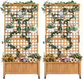 Yaheetech 72 H Garden Planter with Trellis for Vine Climbing Horticultural Plants Yard Box Outdoor w/Drainage Holes Garden Planter Bed for Flowers Herbs Light Brown
